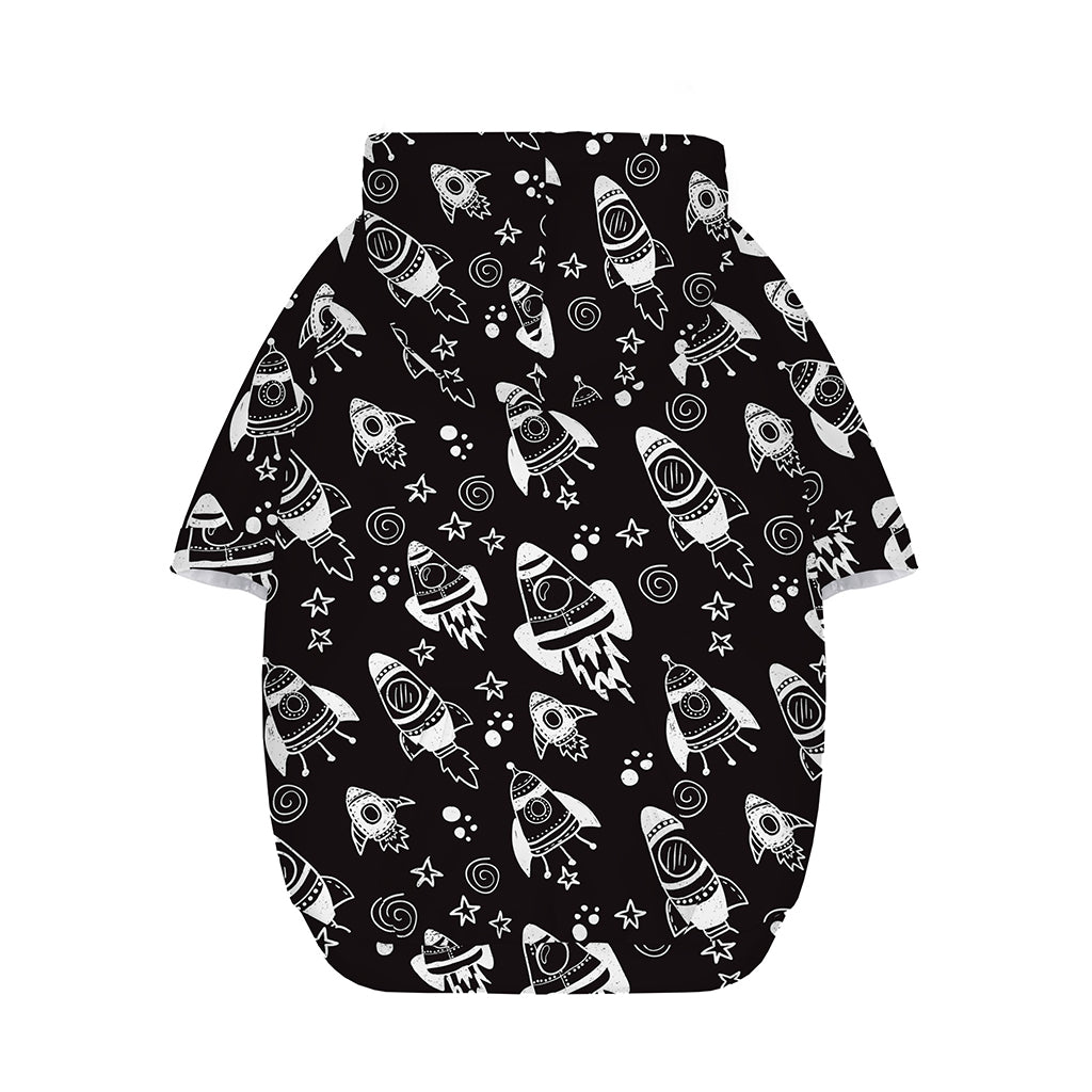 Black And White Rocket Pattern Print Dog Zip Up Hoodie