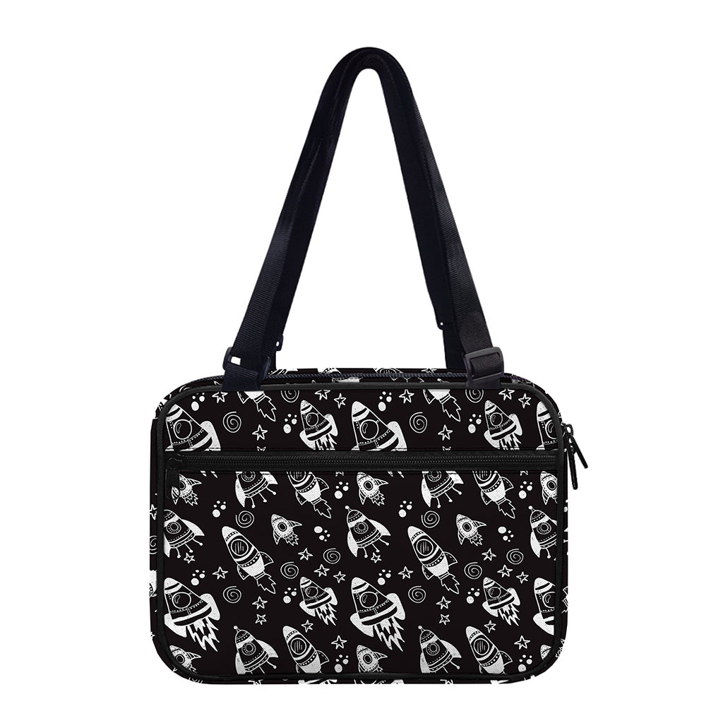 Black And White Rocket Pattern Print Double Strap Bible Bag