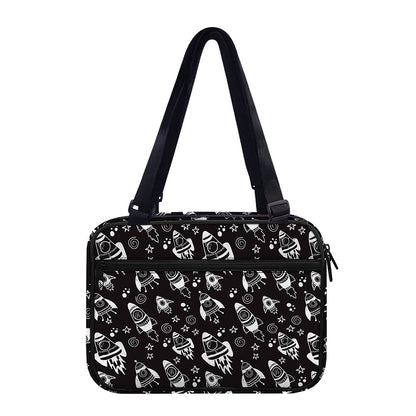 Black And White Rocket Pattern Print Double Strap Bible Bag