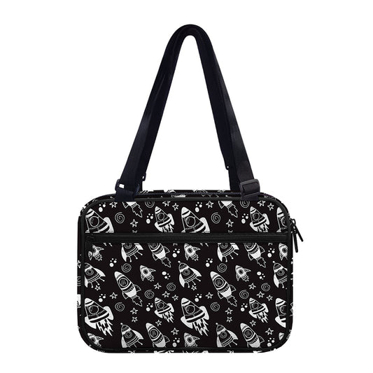 Black And White Rocket Pattern Print Double Strap Bible Bag