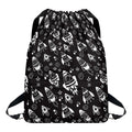 Black And White Rocket Pattern Print Drawstring Backpack