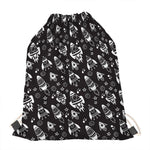 Black And White Rocket Pattern Print Drawstring Bag