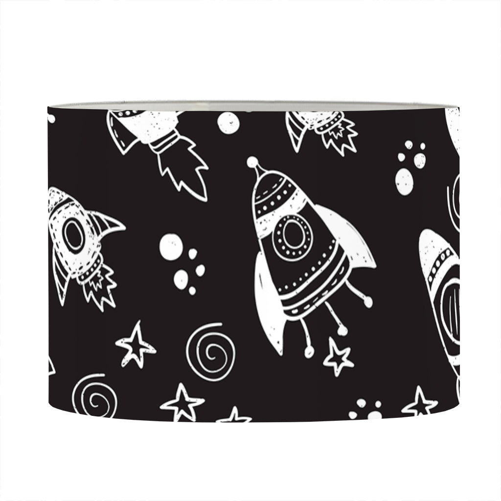 Black And White Rocket Pattern Print Drum Lamp Shade