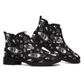 Black And White Rocket Pattern Print Flat Ankle Boots