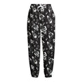 Black And White Rocket Pattern Print Fleece Lined Knit Pants