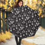 Black And White Rocket Pattern Print Foldable Umbrella
