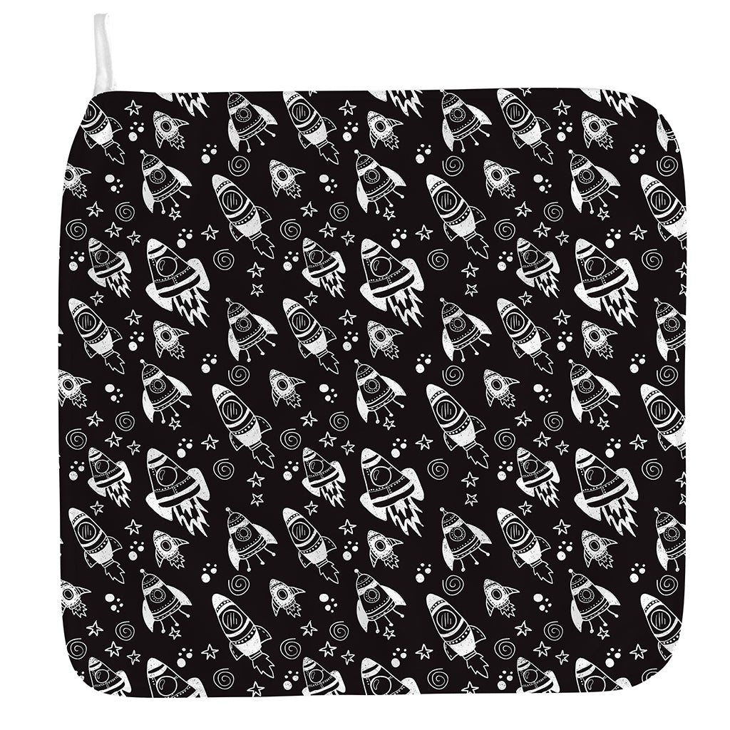 Black And White Rocket Pattern Print Hand Towel