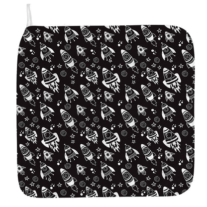 Black And White Rocket Pattern Print Hand Towel