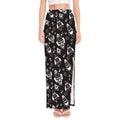 Black And White Rocket Pattern Print High Slit Maxi Skirt