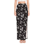 Black And White Rocket Pattern Print High Slit Maxi Skirt