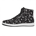 Black And White Rocket Pattern Print High Top Leather Sneakers