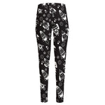 Black And White Rocket Pattern Print High-Waisted Pocket Leggings