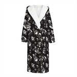 Black And White Rocket Pattern Print Hooded Bathrobe