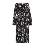 Black And White Rocket Pattern Print Hooded Bathrobe