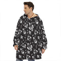Black And White Rocket Pattern Print Hoodie Blanket