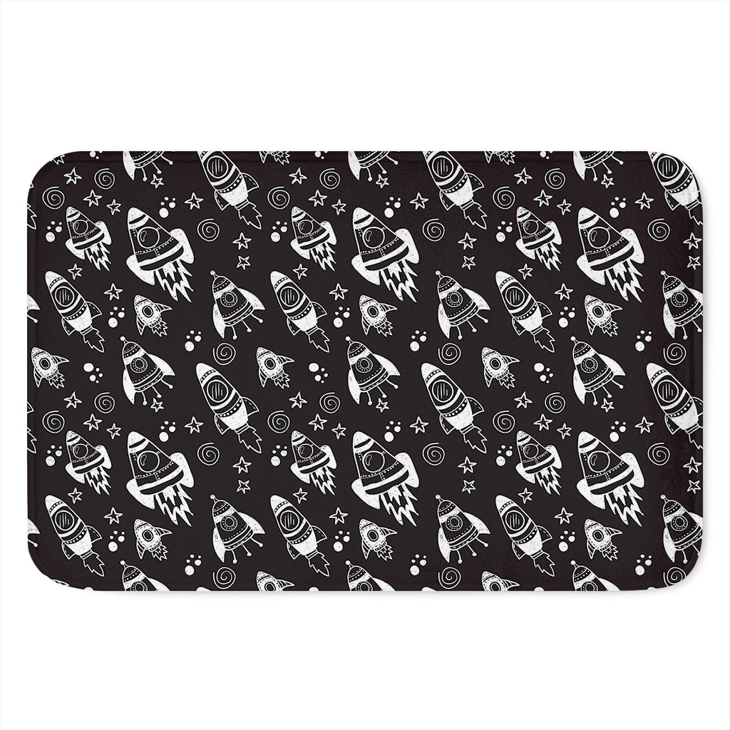 Black And White Rocket Pattern Print Indoor Door Mat