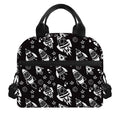 Black And White Rocket Pattern Print Insulated Lunch Bag