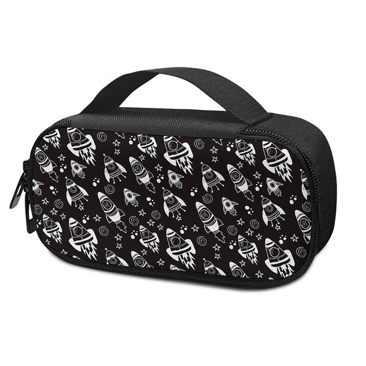 Black And White Rocket Pattern Print Insulin Cooler Travel Case