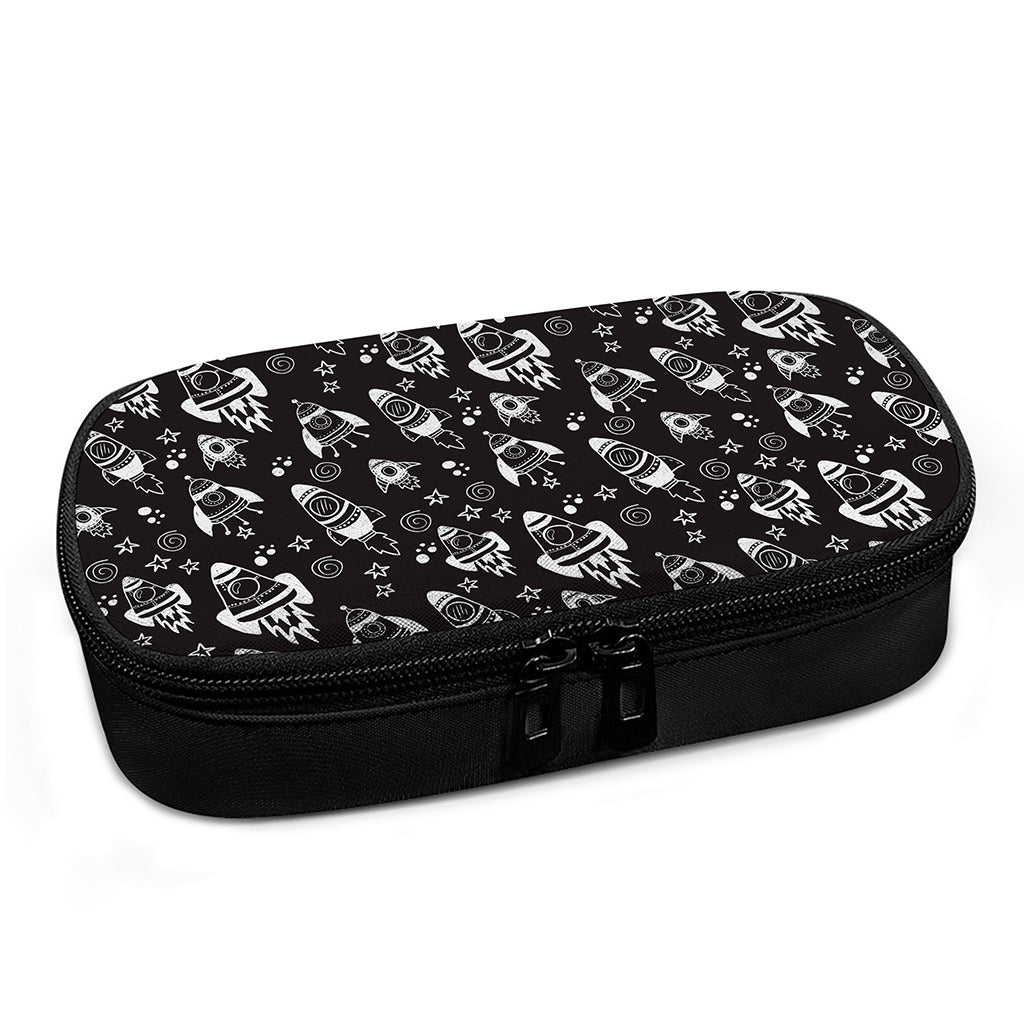 Black And White Rocket Pattern Print Insulin Cooler Travel Case