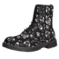 Black And White Rocket Pattern Print Lace-Up Boots