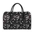 Black And White Rocket Pattern Print Leather Duffel Bag