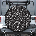 Black And White Rocket Pattern Print Leather Spare Tire Cover