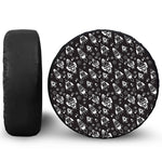 Black And White Rocket Pattern Print Leather Spare Tire Cover
