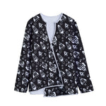 Black And White Rocket Pattern Print Long Sleeve Short Coat