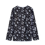 Black And White Rocket Pattern Print Long Sleeve Short Coat