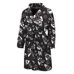 Black And White Rocket Pattern Print Men's Bathrobe