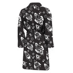 Black And White Rocket Pattern Print Men's Bathrobe