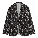 Black And White Rocket Pattern Print Men's Blazer