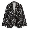 Black And White Rocket Pattern Print Men's Cotton Blazer