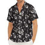 Black And White Rocket Pattern Print Men's Deep V-Neck Shirt