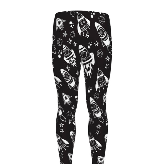 Black And White Rocket Pattern Print Men's leggings