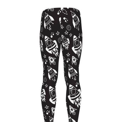 Black And White Rocket Pattern Print Men's leggings
