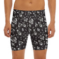 Black And White Rocket Pattern Print Men's Long Boxer Briefs