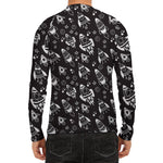 Black And White Rocket Pattern Print Men's Long Sleeve Rash Guard