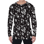 Black And White Rocket Pattern Print Men's Long Sleeve T-Shirt