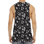Black And White Rocket Pattern Print Men's Muscle Tank Top