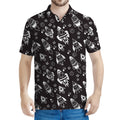 Black And White Rocket Pattern Print Men's Polo Shirt