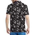 Black And White Rocket Pattern Print Men's Polo Shirt