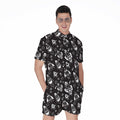 Black And White Rocket Pattern Print Men's Romper