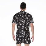 Black And White Rocket Pattern Print Men's Rompers