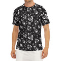 Black And White Rocket Pattern Print Men's Short Sleeve Rash Guard