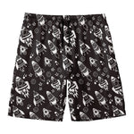 Black And White Rocket Pattern Print Men's Swim Trunks