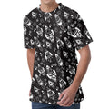 Black And White Rocket Pattern Print Men's Velvet T-Shirt