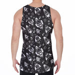 Black And White Rocket Pattern Print Men's Velvet Tank Top