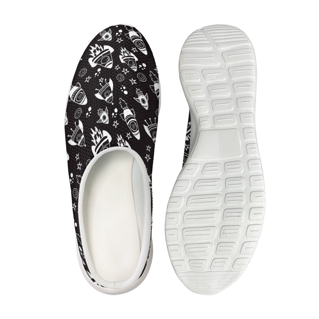 Black And White Rocket Pattern Print Mesh Casual Shoes