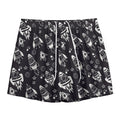 Black And White Rocket Pattern Print Mesh Shorts